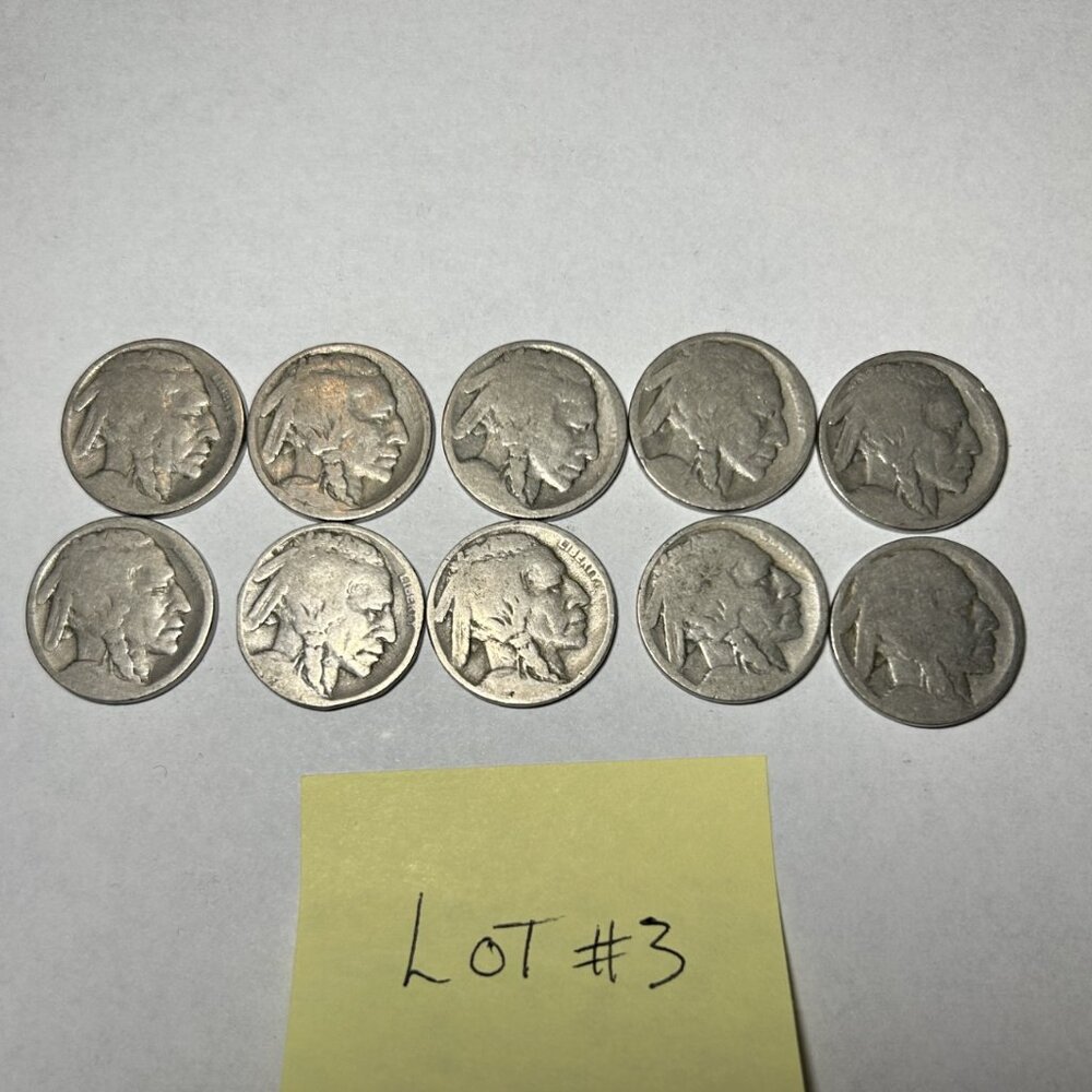 10 Buffalo/Indian Head undated Nickels
